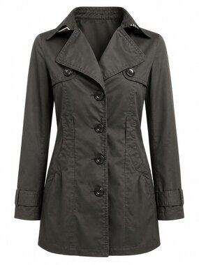 Miss London Button down Black lightweight Trench jacket Size S